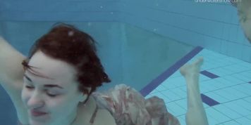 Hot lesbian show underwater