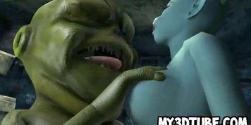3D cartoon cat babe getting fucked hard by an alien