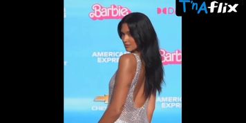 Dua Lipa Butt,  Breasts Scene  in Dua Lipa In Very Sexy Dress With Nipples Seen On Barbie Premiere