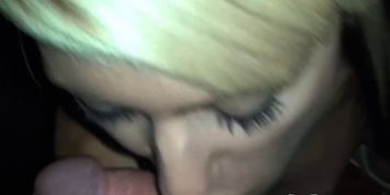 Blonde voyeur gets mouthful of cum