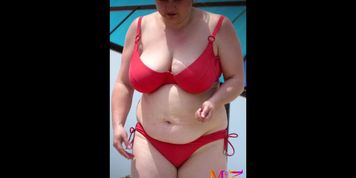 the biggest boobs I've ever seen on a beach