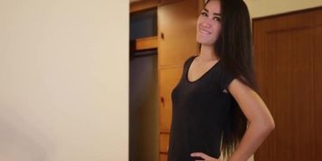 Cute Asian babe with small tits and big ass fucked in doggy style position rough