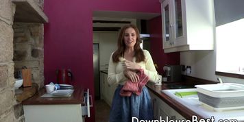 Red Head Cleaner with Big Natural Tits best Downblouse Maid Fetish