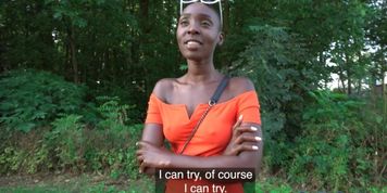 FAKEHUB - Pickedup ebony gives outdoor blowjob to pov guy