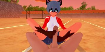 BNA - Brand New Animal - Michiru Kagemori footjob (3D Hentai)
