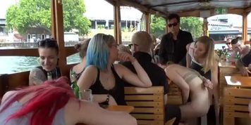 Redhead euro girl fucked on boat in public