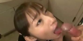 Mosaic: Girl gives after cumshot blowjob