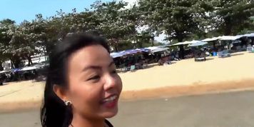 Sexy Thai girl picked up on the beach and fucked POV