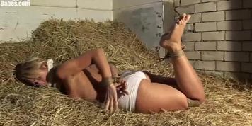 Bondaries - Natalie Hogtied Cleavegagged Haystack