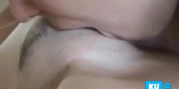 Homemade lesbian girls licking and toying