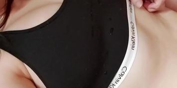 Calvin Klein Bralette Cumshot on Hot MILF Titties