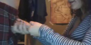Givin her boyfriend a good BJ