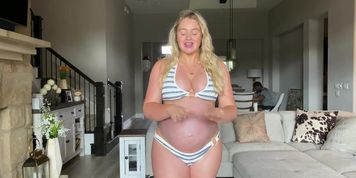Iskra Pregnant 9 Month Swimwear Try On  1080p