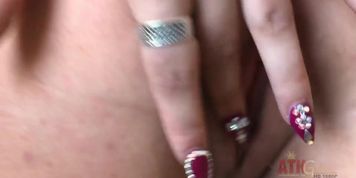 Watch Trina Rush lay back and spread her legs so she can rub her clit to a nice orgasm.