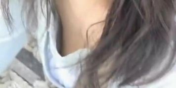 Public japanese chick downblouse nip slip