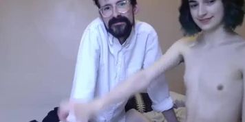 Very Cute Skinny Teen And Old Perv' Daddy Cam