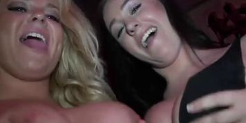 Four Horny VIP Teens Heating Up Their Booth (Ella Kiss, Janine Lindemulder, Kim Nike, Stacy Keibler)