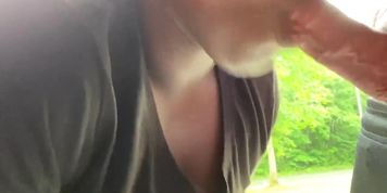 Sucking hubby&rsquo;s big hard dick in the driveway 