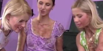 Guy turned into cake by cfnm teens