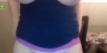 Busty blonde with crazt face