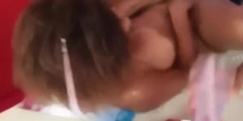 The only one naked, nude black girl having fun among boys