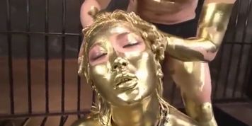 Asian Gold Painted and Fucked 2