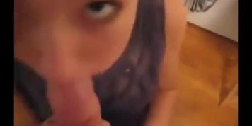 Lucky white guy gets dick sucked by asian girl cum in mouth