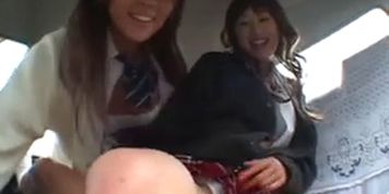 Two School girls In The Back Seat