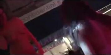 Scandal on stage lesbian strippers licking wet pussy