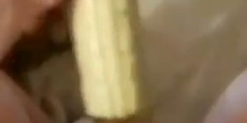 Horny German Girl Masturbates with a Corncob
