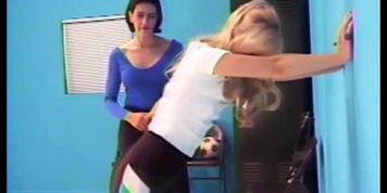 Hot blonde coed Katie paddled twice by Miss Moore