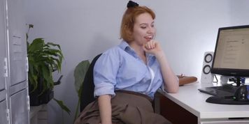 Luci and Willow - chubby girls having fun at the office