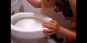 French slave licks toilet and pussy of her Mistress (Melissa Lauren)