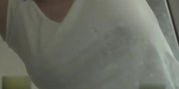 White t-shirt braless