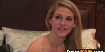 Sexy blonde tries lesbian sex in the swingers mansion