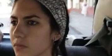 Chicks driving in a taxi in voyeur cam video
