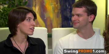 Swapped swinger couples are having sex in a lusty room