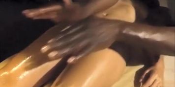 Seductive girlfriend's pelvis gets massaged by black man (Black Stallion, Sarah Lollypop)