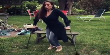 Hot Crippled Girl On Crutches