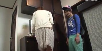 Japanese pregnant wife get fucked by boy while her husband just left home