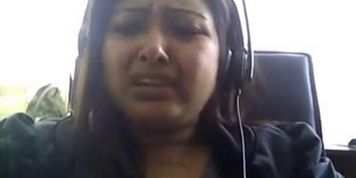 Bored Desi chubby on webcam plays with her boobie