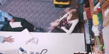 Gorgeous teen slut strips down and fucks so she doesn't go to jail (horny security)