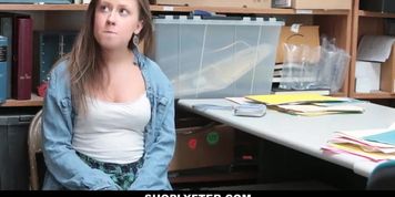 Chubby teen Brooke Bliss caught shoplifting and fucked rough by security guard