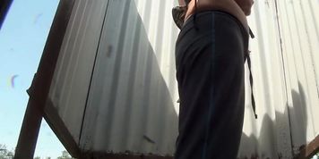 Teen with tan lines peeped in cabin