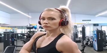 Cute Shredded Fitnessmodel Flexing 2