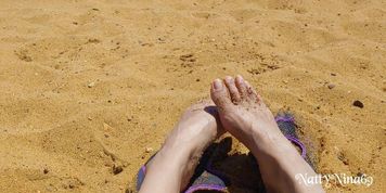 Sexy Latina's Feet at the Beach  Come Suck on These Toes For Me Baby