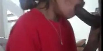 Black Girl sucks husband's dick to convince him to stay home