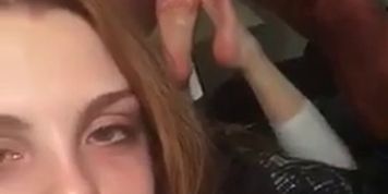 Crazy brunette stinky soles getting a load