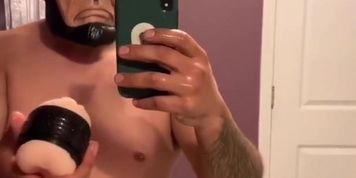 Playing with my self, fucking a Fleshlight , Jack off big cock