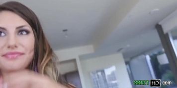 Round Boobs Beauty August Ames Enjoying Cock In Her Mouth